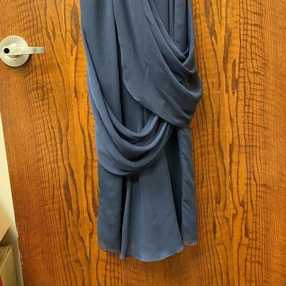 WHITE by Vera‎ Wang strapless navy chiffon greco inspired bridesmaid dress - Picture 9 of 10